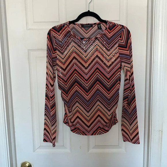 Ideology Zig Zang Sequined Long Sleeve Top - Picture 1 of 4